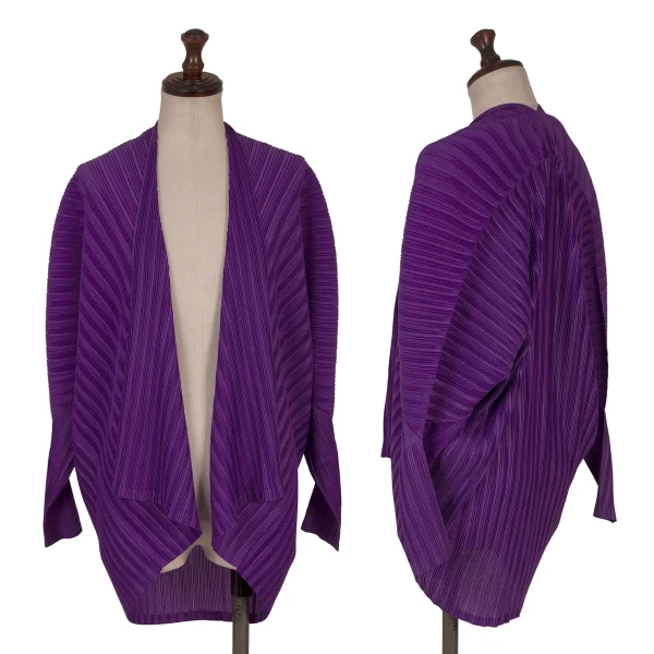 PLEATS PLEASE Pleated Buttonless Drape Cardigan Purple 3 K-170881_001