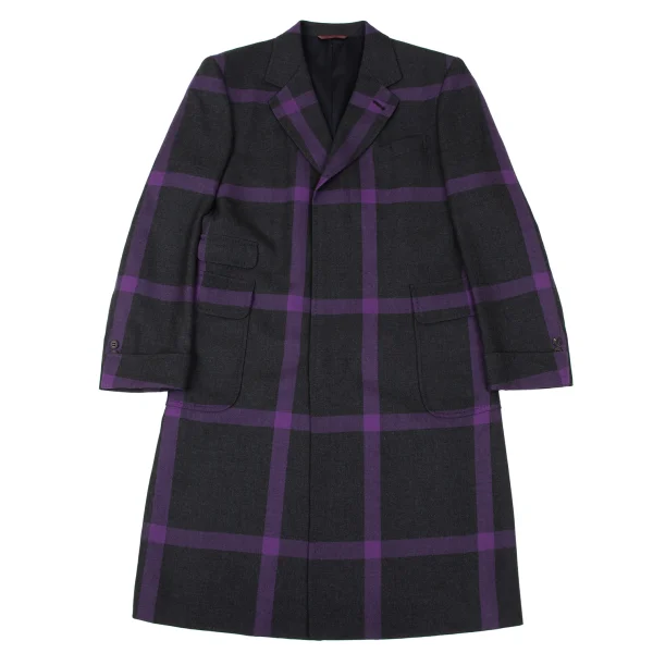 Paul Smith LONDON Wool Checkered Design Coat Black,Purple L K-170884_001