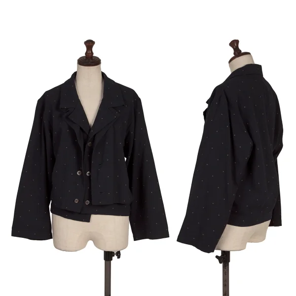 COMME des GARCONS Wool Blend Pindot Layered Jacket Navy M K-170887_001