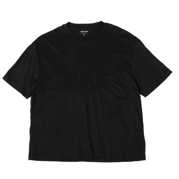 GIORGIO ARMANI Embroidery Cupra Cotton T Shirt Black 48 K-170901_001