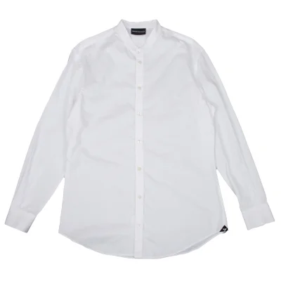EMPORIO ARMANI Small Striped Band Collar Shirt