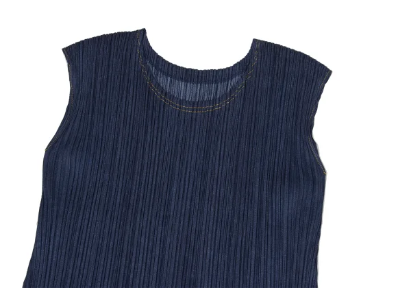 PLEATS PLEASE Denim Transfer Stitch Sleeveless Top K-170915_003