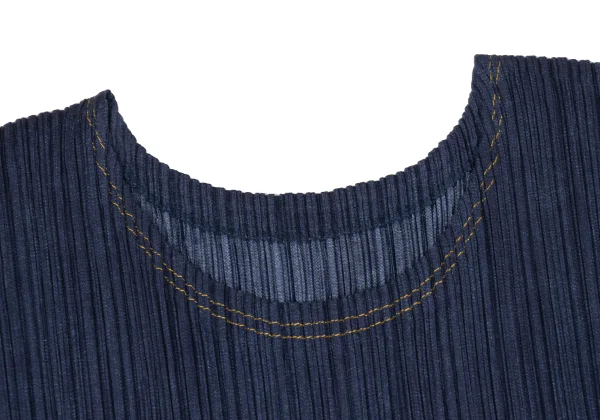PLEATS PLEASE Denim Transfer Stitch Sleeveless Top K-170915_004