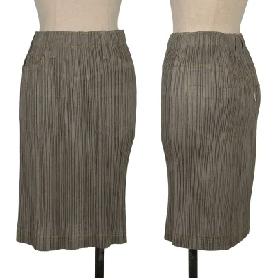 PLEATS PLEASE Denim Transfer Stitch Skirt
