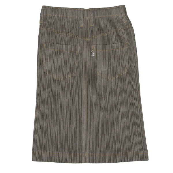 PLEATS PLEASE Denim Transfer Stitch Skirt K-170916_009