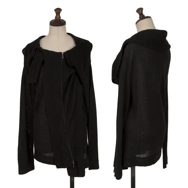 ATSURO TAYAMA Linen Cotton Double Zip Drape Knit Black 36 K-170925_001