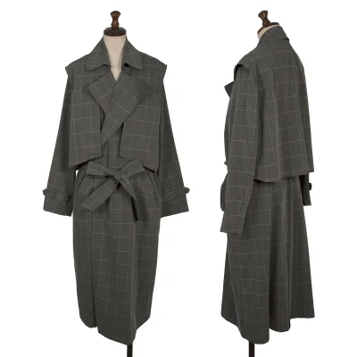 ATSURO TAYAMA Poly Rayon Vest Layered Grid check coat