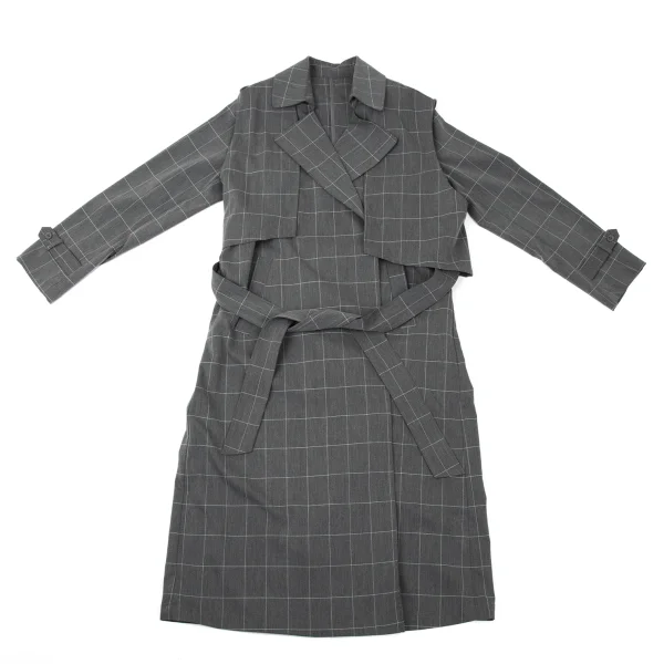 ATSURO TAYAMA Poly Rayon Vest Layered Grid check coat K-170926_002
