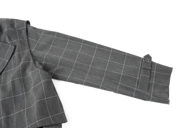 ATSURO TAYAMA Poly Rayon Vest Layered Grid check coat K-170926_006