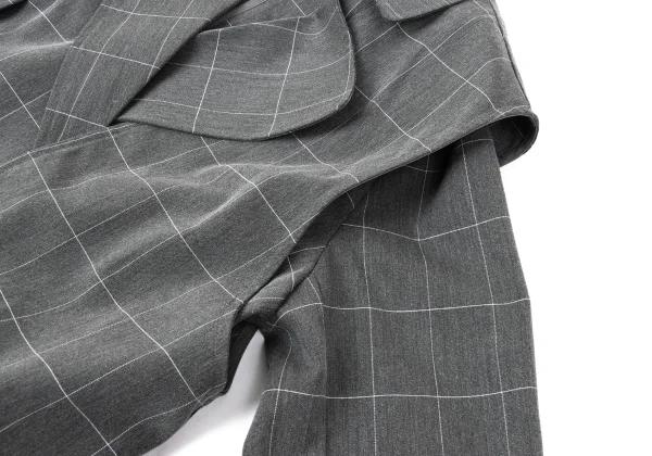 ATSURO TAYAMA Poly Rayon Vest Layered Grid check coat K-170926_007