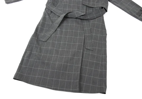 ATSURO TAYAMA Poly Rayon Vest Layered Grid check coat K-170926_009