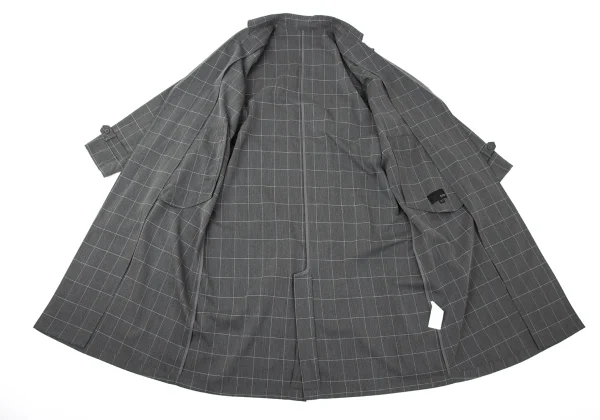 ATSURO TAYAMA Poly Rayon Vest Layered Grid check coat K-170926_012