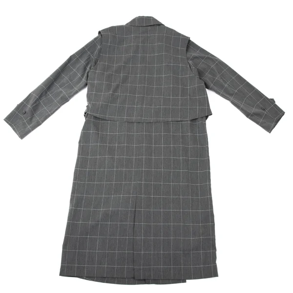 ATSURO TAYAMA Poly Rayon Vest Layered Grid check coat K-170926_013