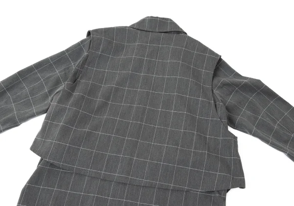 ATSURO TAYAMA Poly Rayon Vest Layered Grid check coat K-170926_014