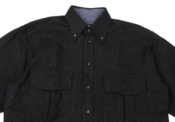 ETRO Flap Pocket Point Embroidery Striped Shirt K-170929_002
