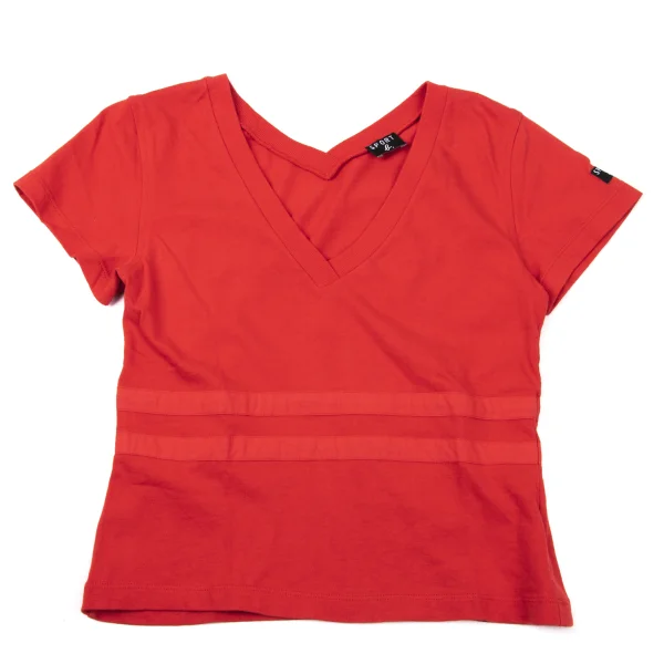 agnes b. SPORT Line Patch V-neck T-shirt Red M K-170932_001