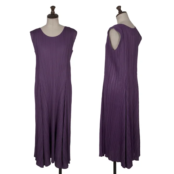 PLEATS PLEASE Pleats Drape Flare Sleeveless Dress Purple 3 K-170937_001