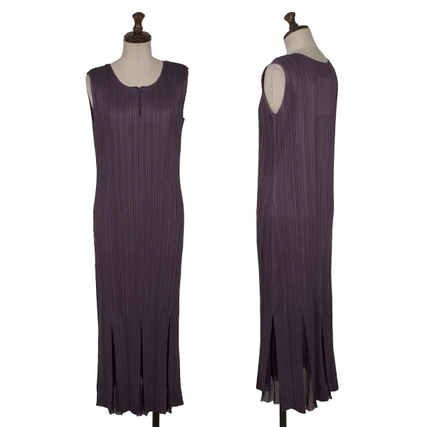PLEATS PLEASE Hem Mesh Switching Sleeveless Dress Purple 3 K-170938_001