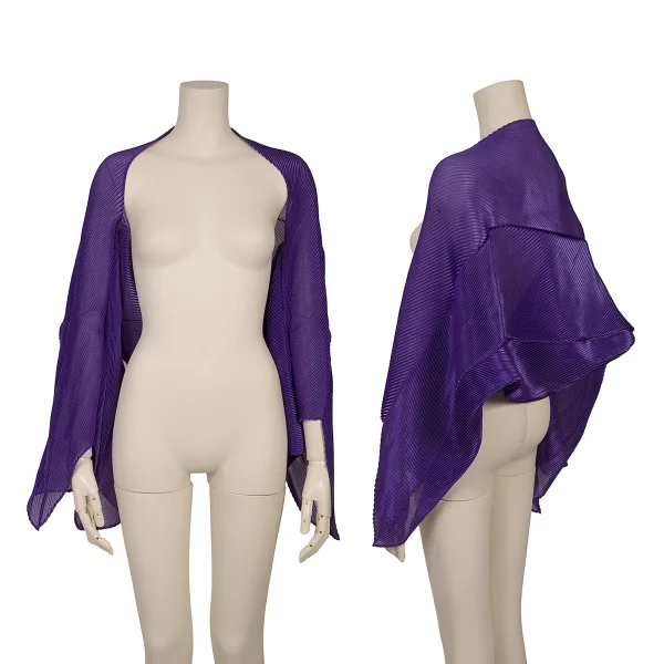 PLEATS PLEASE Metallic Pleated Sheer Bolero Purple Free K-170946_001