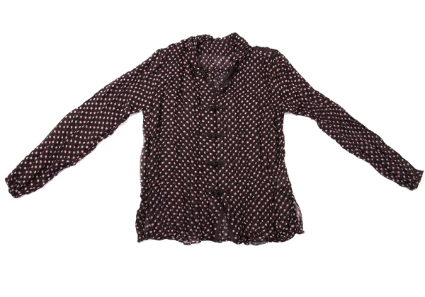 ISSEY MIYAKE FETE Wrinkle Pleats Dot Printed Chinese Blouse K-170949_002