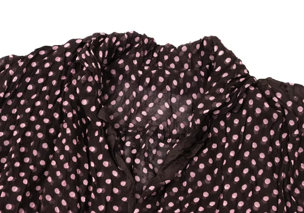 ISSEY MIYAKE FETE Wrinkle Pleats Dot Printed Chinese Blouse K-170949_004