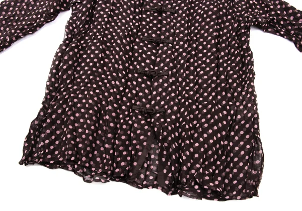 ISSEY MIYAKE FETE Wrinkle Pleats Dot Printed Chinese Blouse K-170949_008