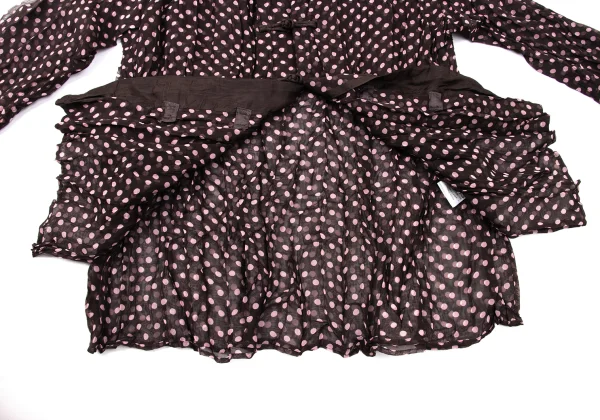 ISSEY MIYAKE FETE Wrinkle Pleats Dot Printed Chinese Blouse K-170949_011