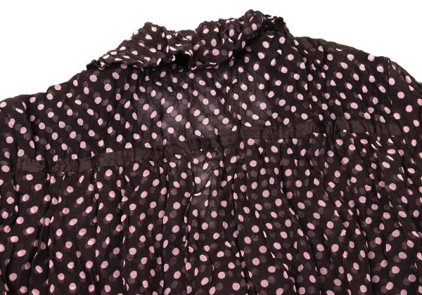 ISSEY MIYAKE FETE Wrinkle Pleats Dot Printed Chinese Blouse K-170949_013