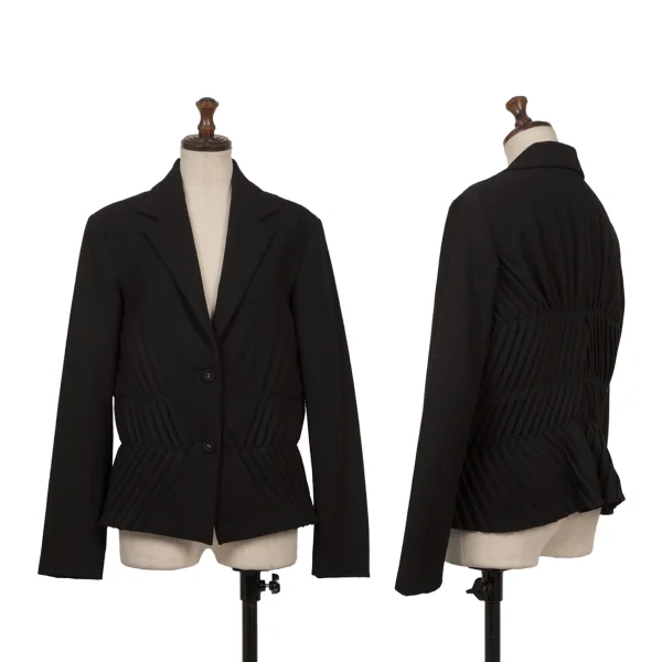ISSEY MIYAKE FETE Pleats Switching Wool Jacket Black 2 K-170952_001