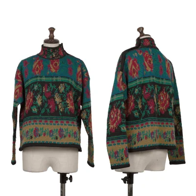KENZO Shoulder Button Native Pattern Jacquard Knit Sweater