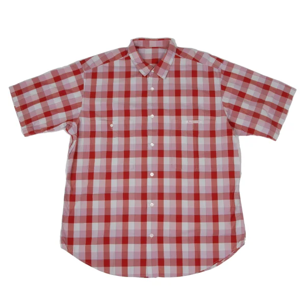 Papas Wrinkled Checker Cotton Short Sleeve Shirt Red,White L K-170977_001