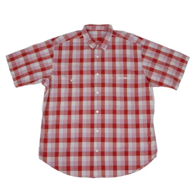 Papas Wrinkled Checker Cotton Short Sleeve Shirt