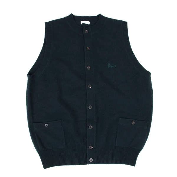 Papas Wool Cashmere Point Embroidery Knit Vest Navy L K-170979_001