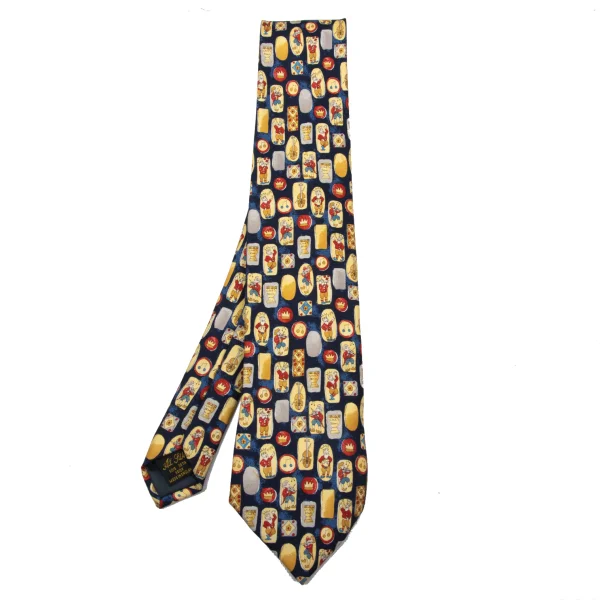 Papas Printed Silk Tie Blue,Yellow  K-170985_001
