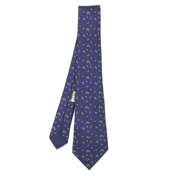 HERMES Printed Silk Tie Navy  K-170987_001