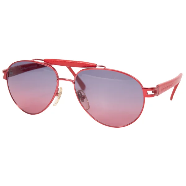 Salvatore Ferragamo Leather Frame Teardrop Sunglasses Red  K-170989_001