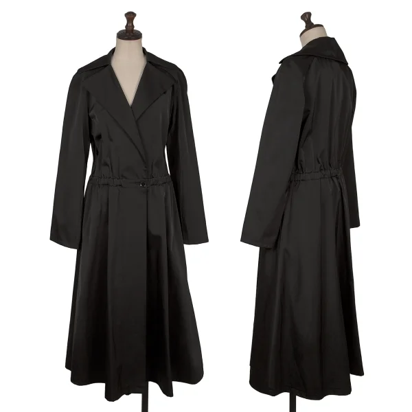 Yohji Yamamoto NOIR Nylon Cotton Waist Gather Coat Black 2 K-170992_001