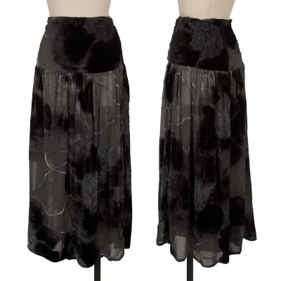 Yohji Yamamoto NOIR Flocked Floral Silk Skirt