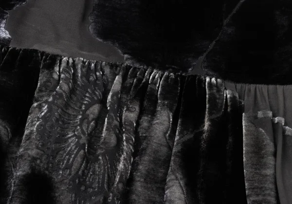 Yohji Yamamoto NOIR Flocked Floral Silk Skirt K-170994_004