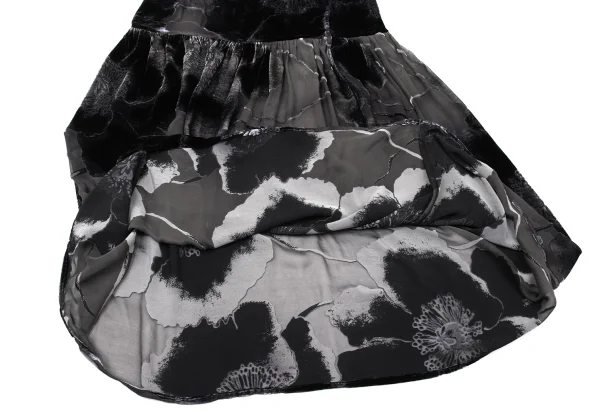 Yohji Yamamoto NOIR Flocked Floral Silk Skirt K-170994_009