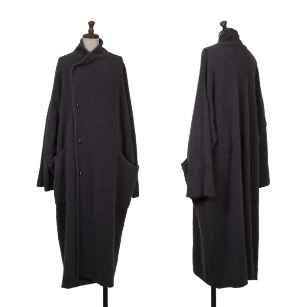 JURGEN LEHL Angora Alpaca Blend Wool Pile Knit Coat Navy M K-170997_001