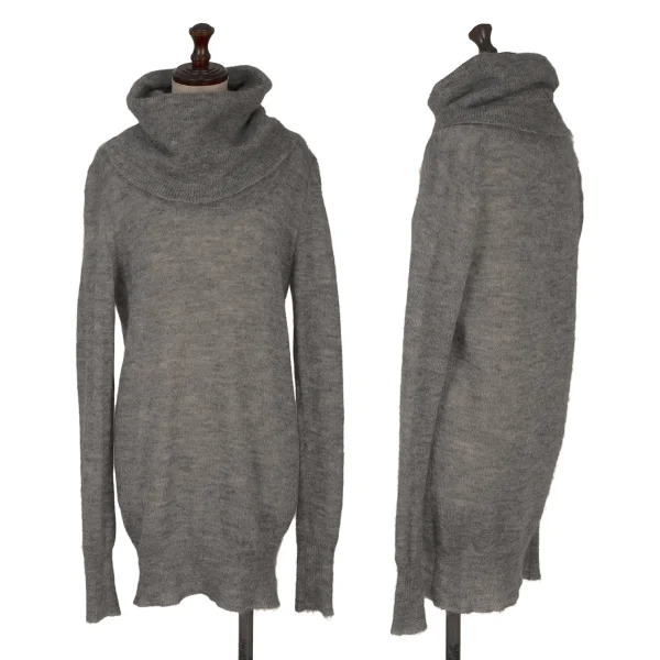 L'EQUIPE YOSHIE INABA Drape Neck Brushed Knit Sweater Grey S-M K-170998_001