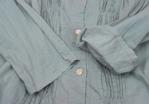 Plantation Cotton Tuck Front No Collar Blouse K-171001_008