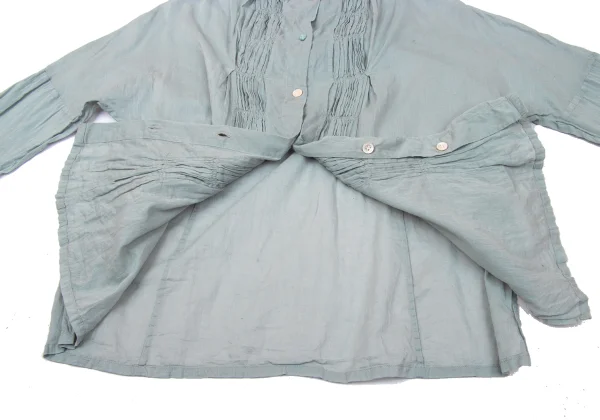 Plantation Cotton Tuck Front No Collar Blouse K-171001_011