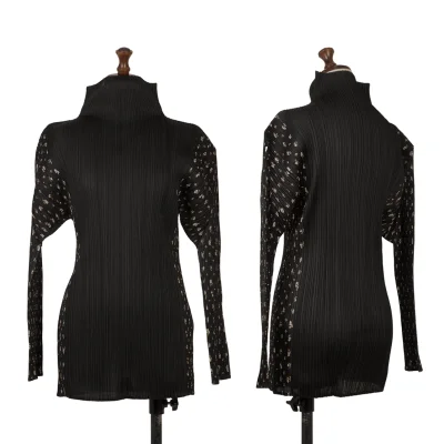 PLEATS PLEASE Flower Print Switching High-neck Top