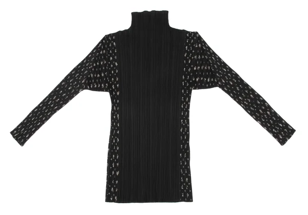 PLEATS PLEASE Flower Print Switching High-neck Top K-171003_002