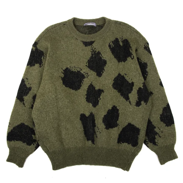 ISSEY MIYAKE MEN Blended Wool Jacquard Knit Sweater Khaki F K-171007_001