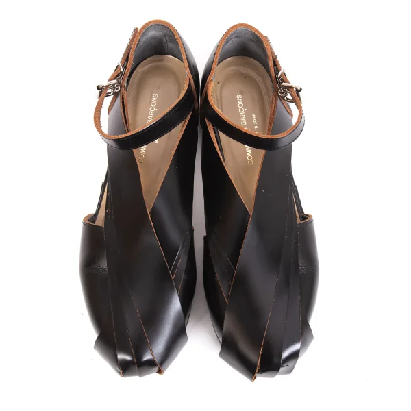 COMME des GARCONS Cross Strap Design Leather Shoes K-171009_002