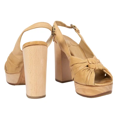 CHLOE Wood Heel Leather Sandal