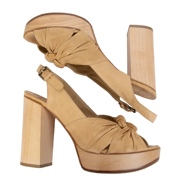 CHLOE Wood Heel Leather Sandal K-171016_003